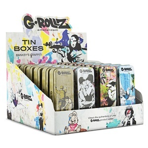Display de 24 boîtes de rangement G-Rollz Small Banksy gris